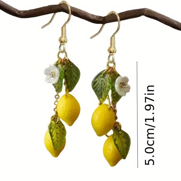 Lemon Drop Earrings with Floral Accents - Picture 3 of 3